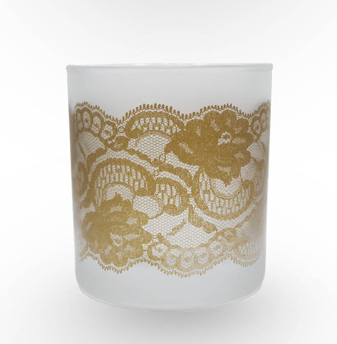 Paisley: Glass — spray coat frost finish / screen print