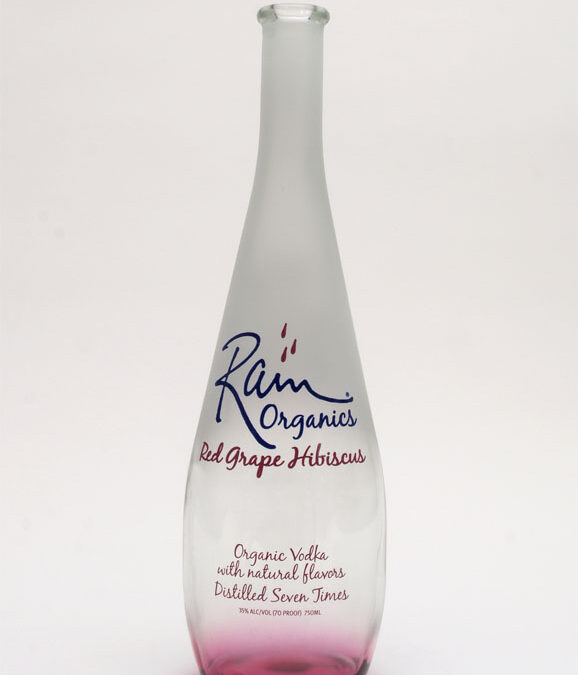 Rain Vodka: Glass – spray coat frost fade / UV tinted bottom coating / screen print